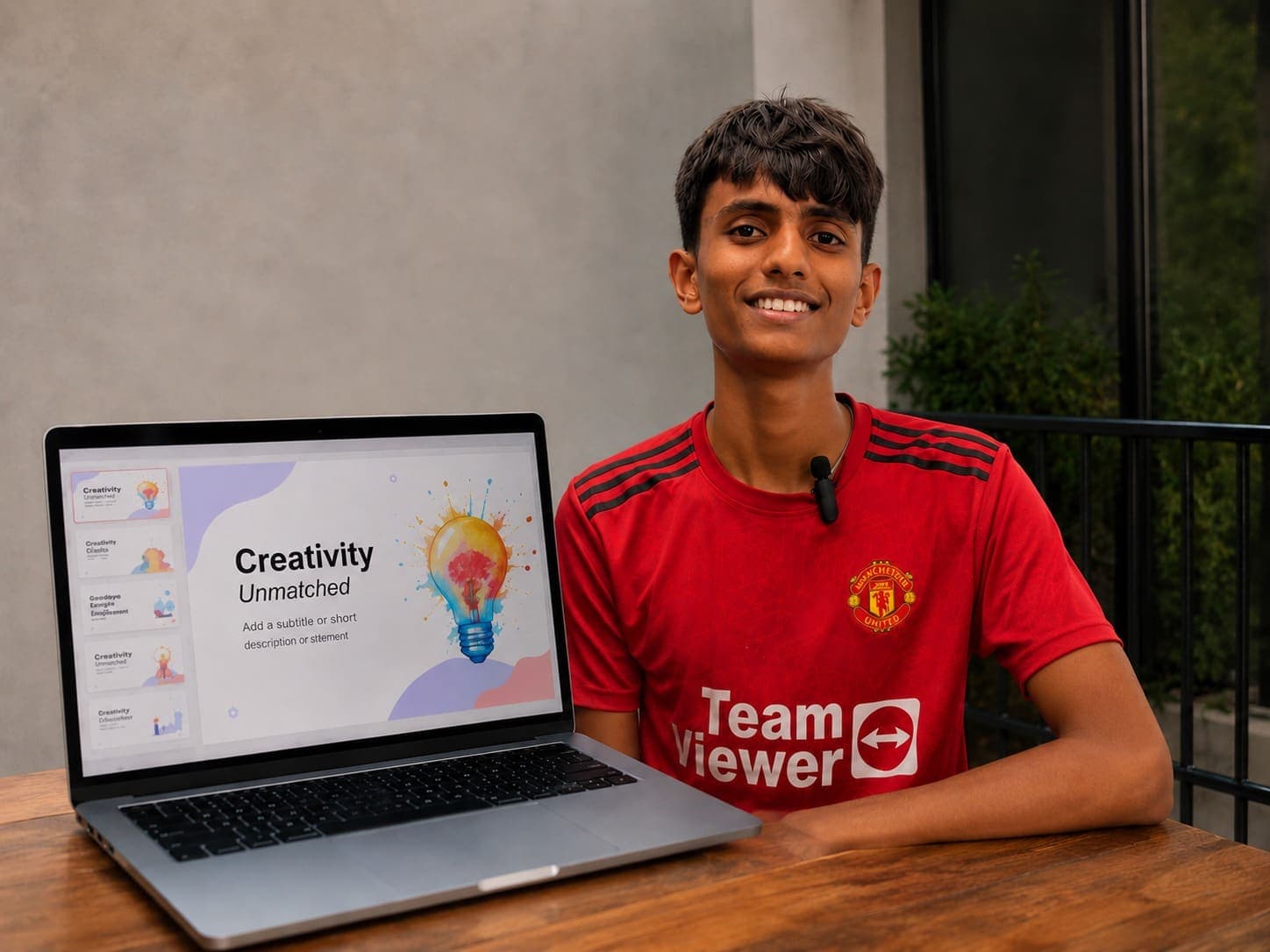 The Builder โ a student with a "Creativity Unleashed" deck on a laptop
